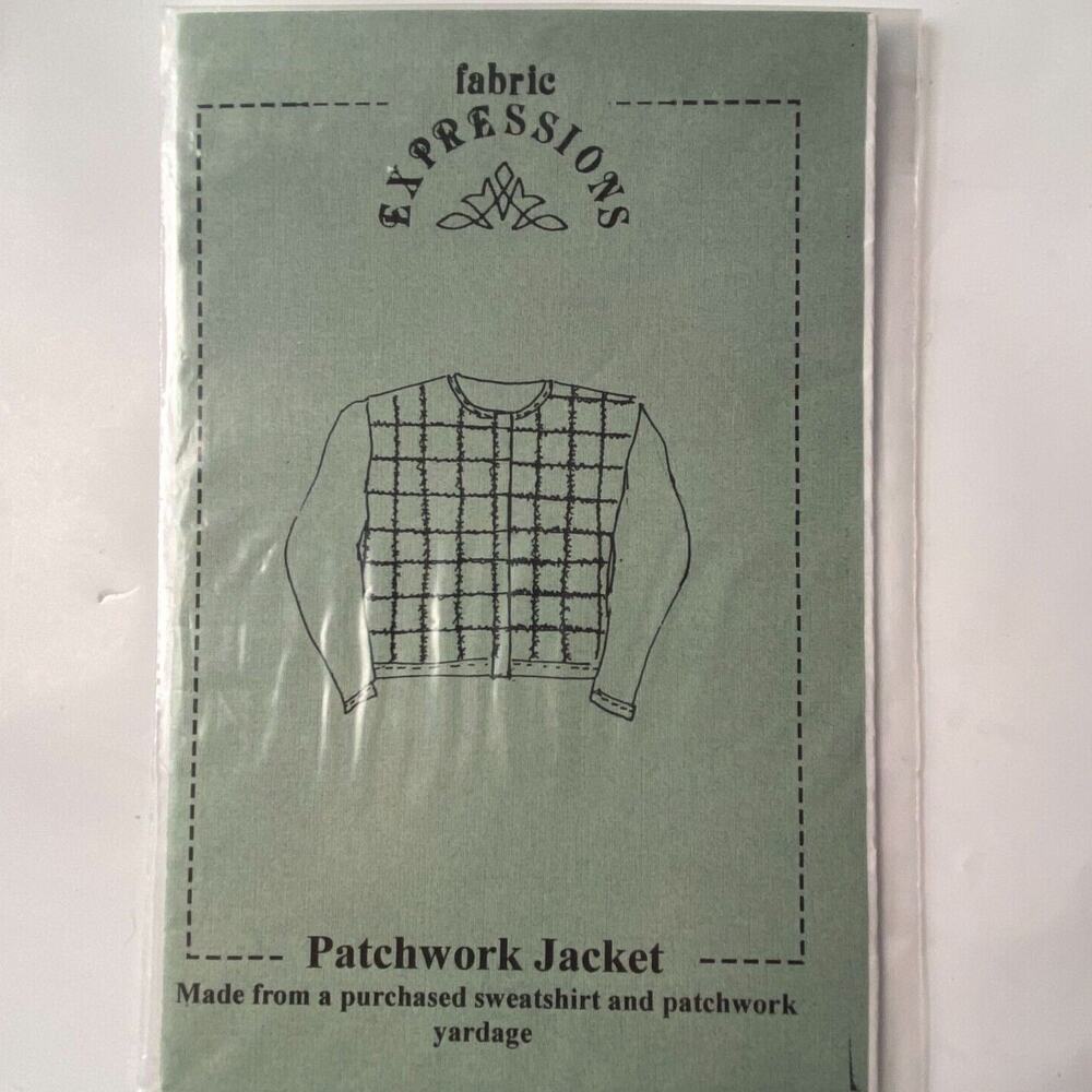 Fabric Expressions Pattern Patchwork Jacket Vintage Sewing Craft Grandpa Style - Picture 2 of 6